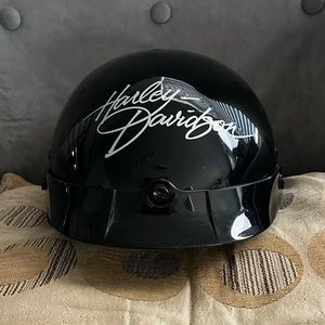 Harley Davidson black half helmet, size small